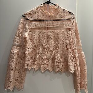 Peplum top with puff sleeve